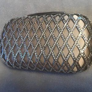 St John Collection Silver Crystal Clutch Purse